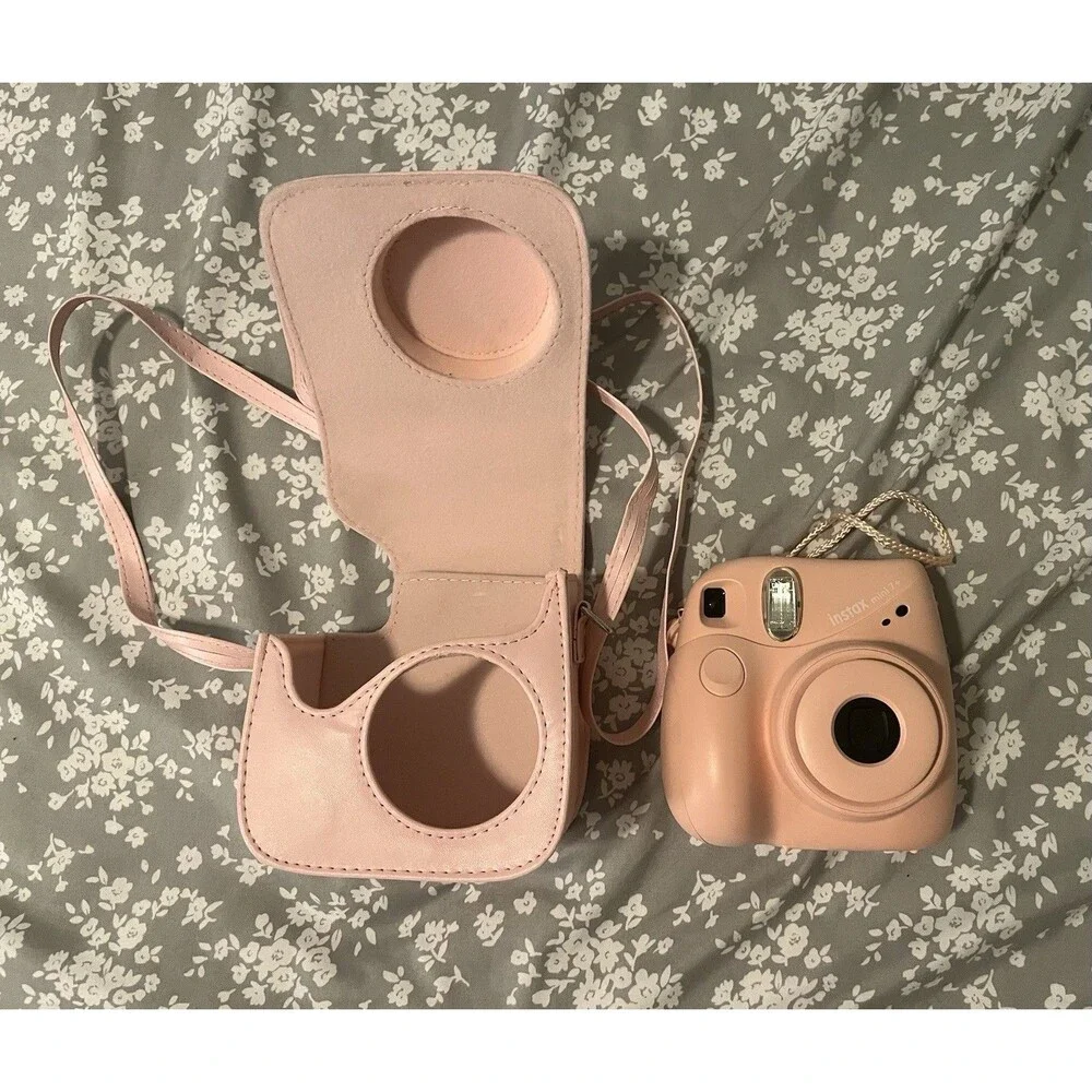 Fujifilm Instax Mini 7+ 7 Plus Instant Film Camera Pink w/ Pink Case & Strap